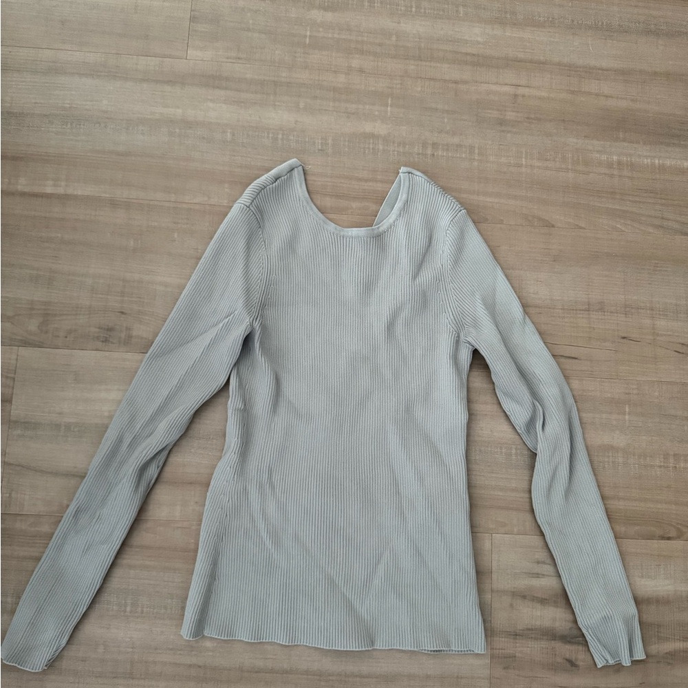 Women's Ribbed Long Sleeve Top - Light Gray